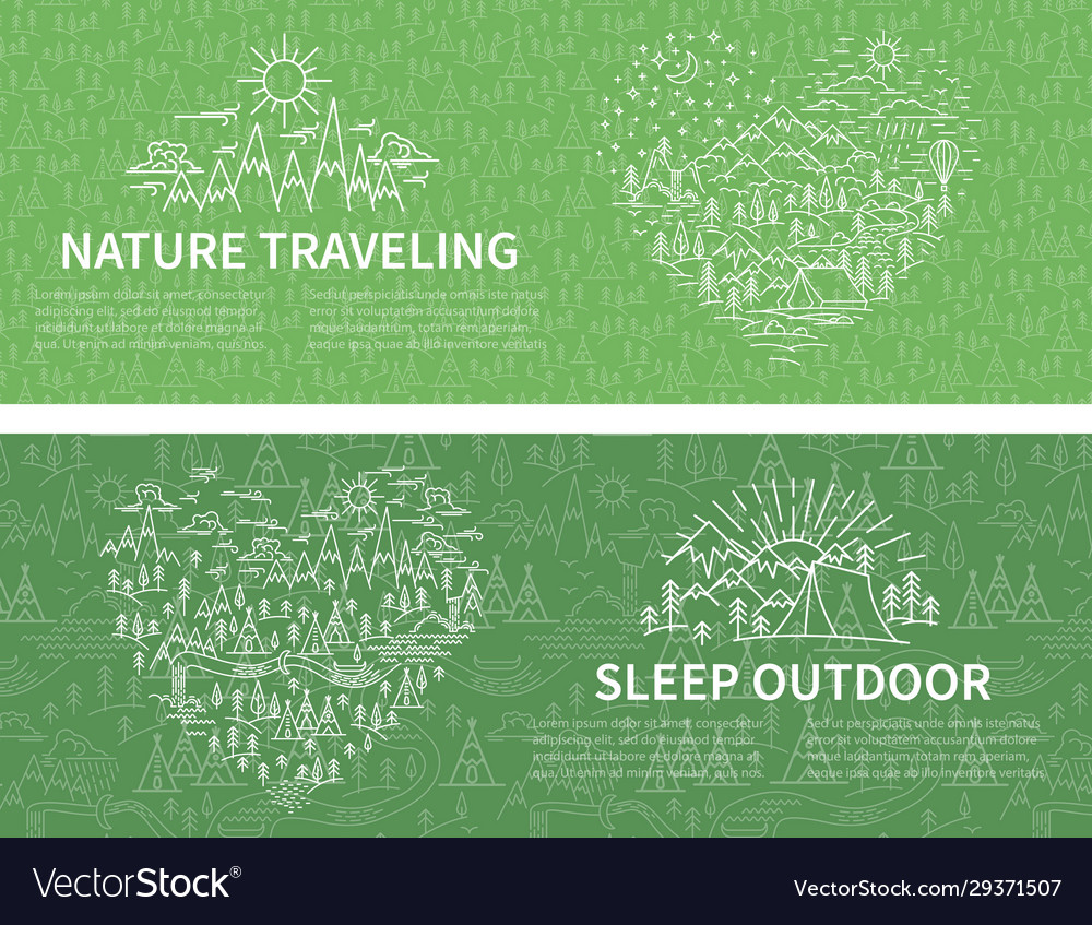 Nature travel horizontal banner Royalty Free Vector Image