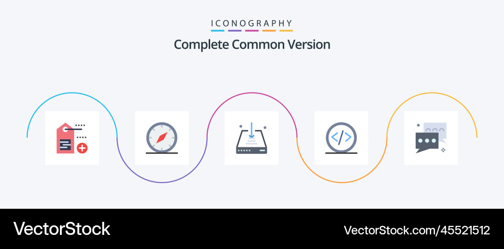 Complete common version flat 5 icon pack Vector Image
