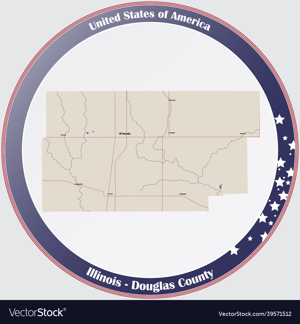 Map of douglas county in illinois Royalty Free Vector Image