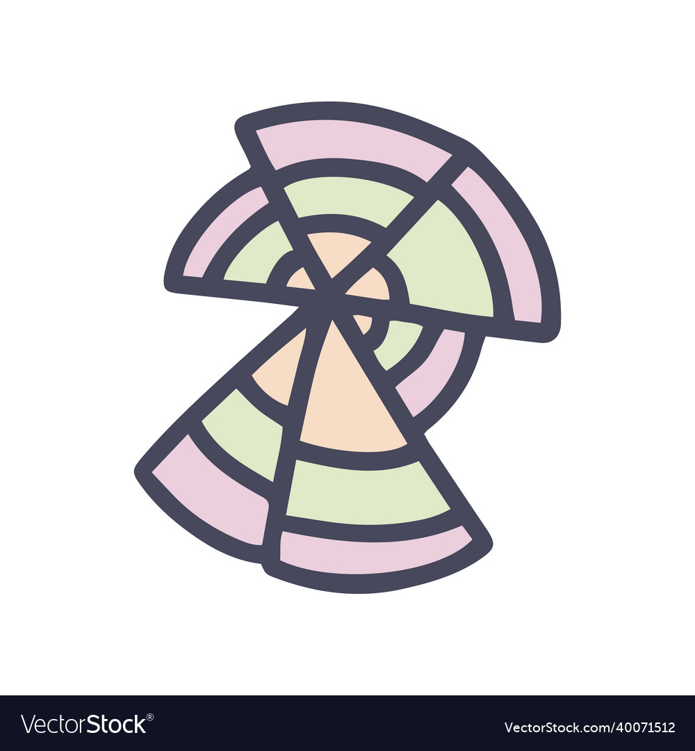 Sunburst chart color doodle simple icon Royalty Free Vector