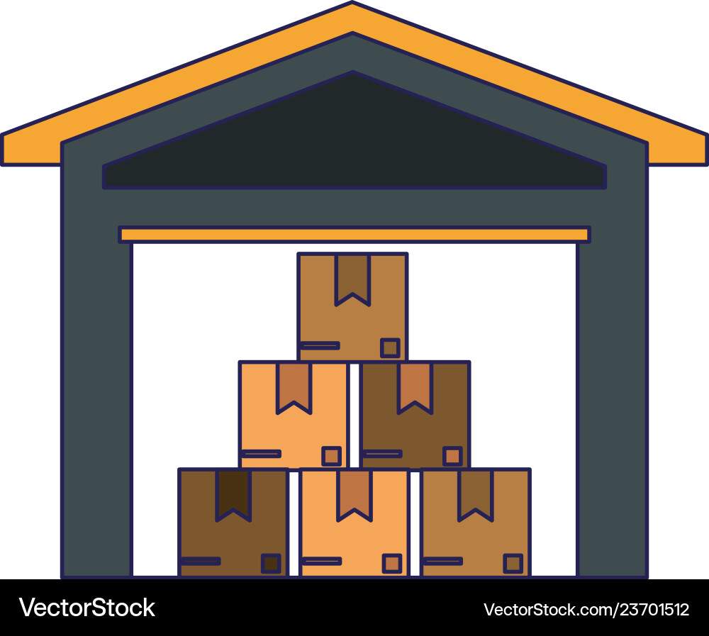 Warehouse with boxes inside Royalty Free Vector Image
