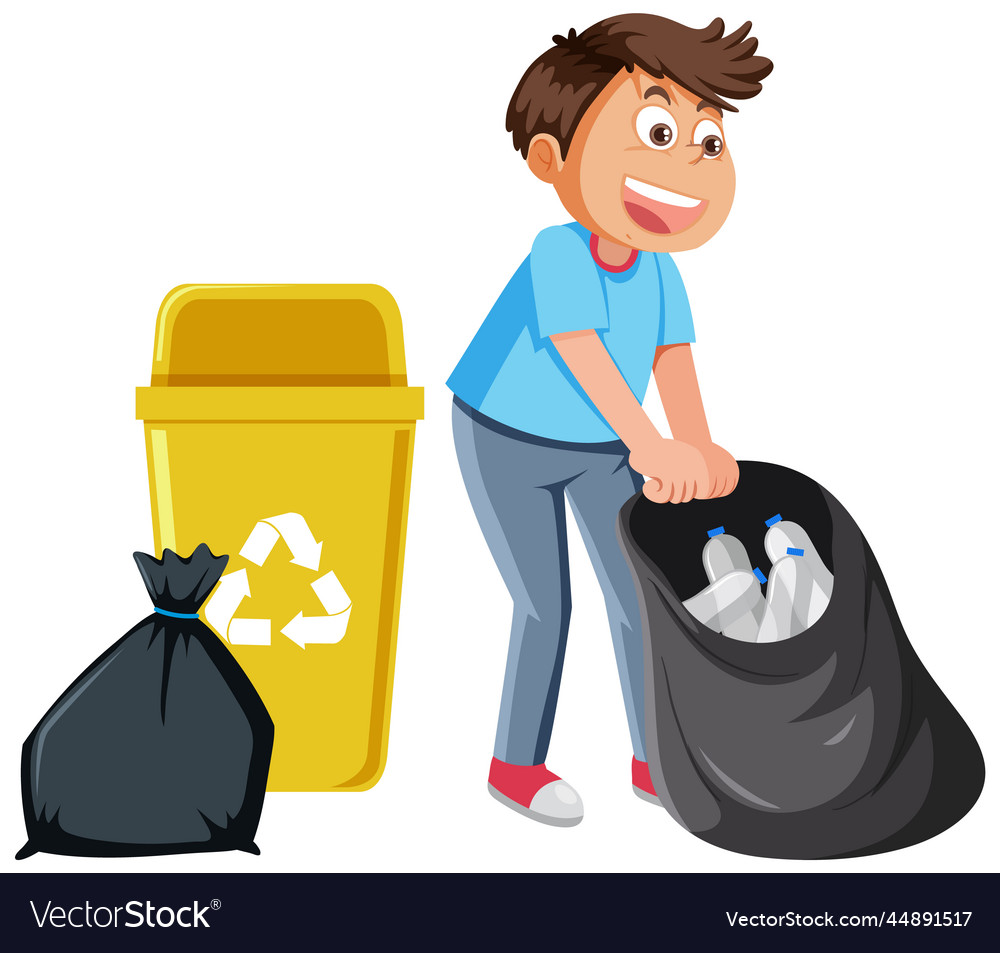 Cartoon character of kid cleaning Royalty Free Vector Image