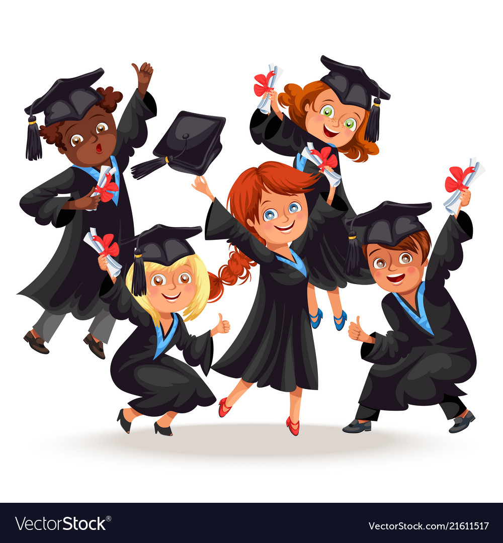 College students poster with happy graduates of Vector Image