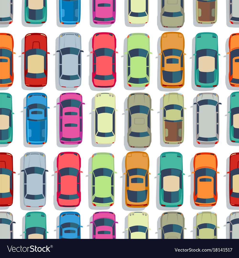 Urban cars seamless texture background Royalty Free Vector