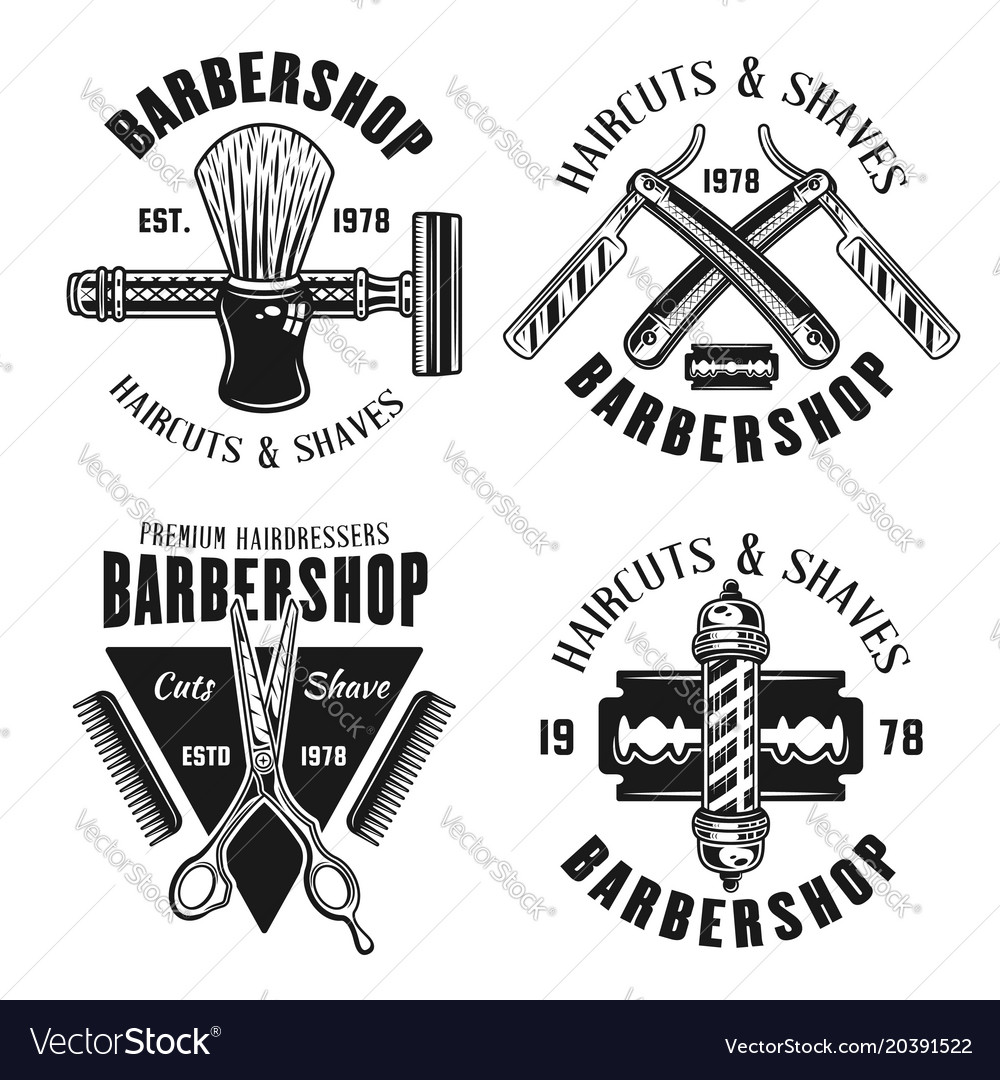 Barbershop four emblems in vintage style Vector Image