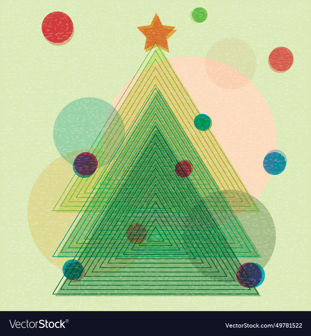Colorful geometric shape christmas tree overlap Vector Image