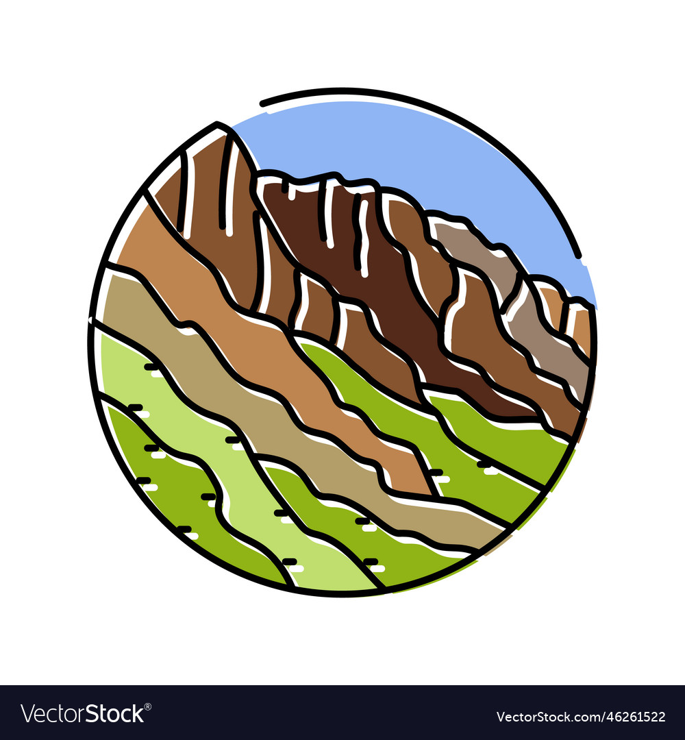 Rocky mountain landscape color icon Royalty Free Vector