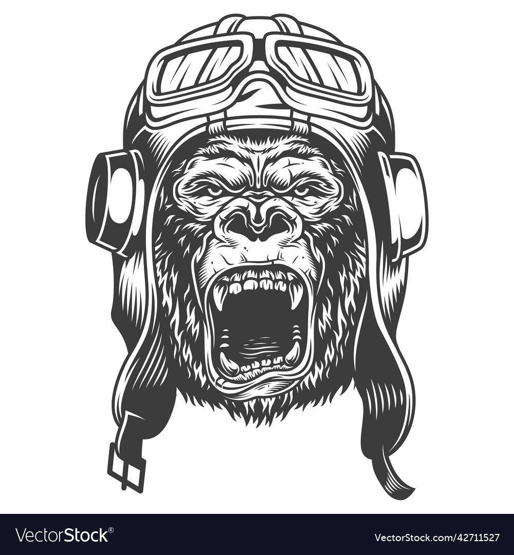 Angry gorilla in monochrome style Royalty Free Vector Image