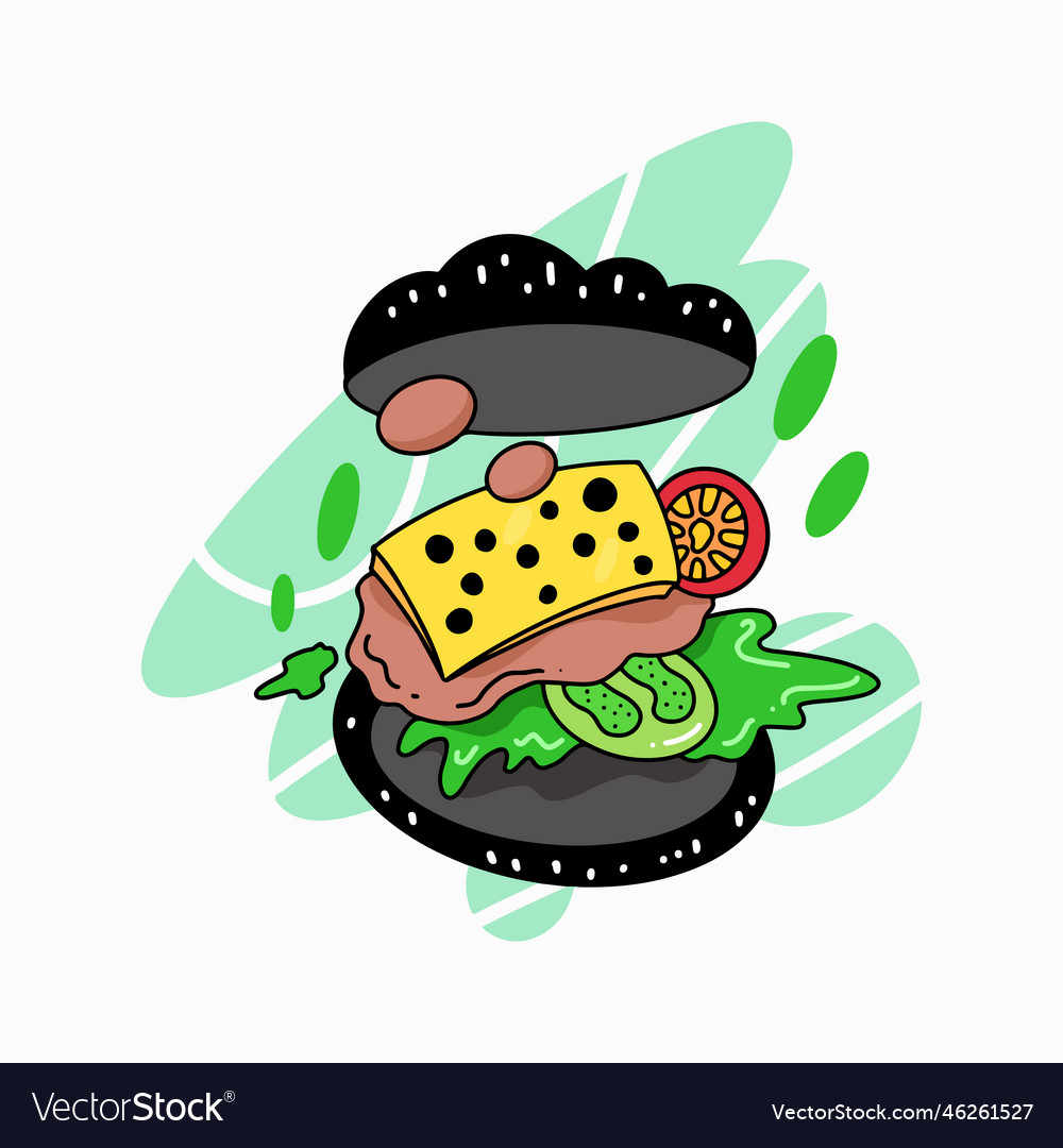 Black burger Royalty Free Vector Image - VectorStock