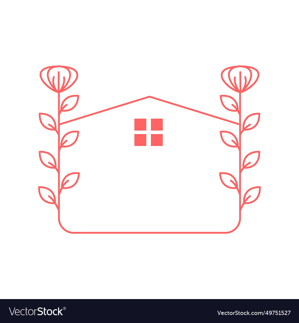 Flower house logo design image Royalty Free Vector Image