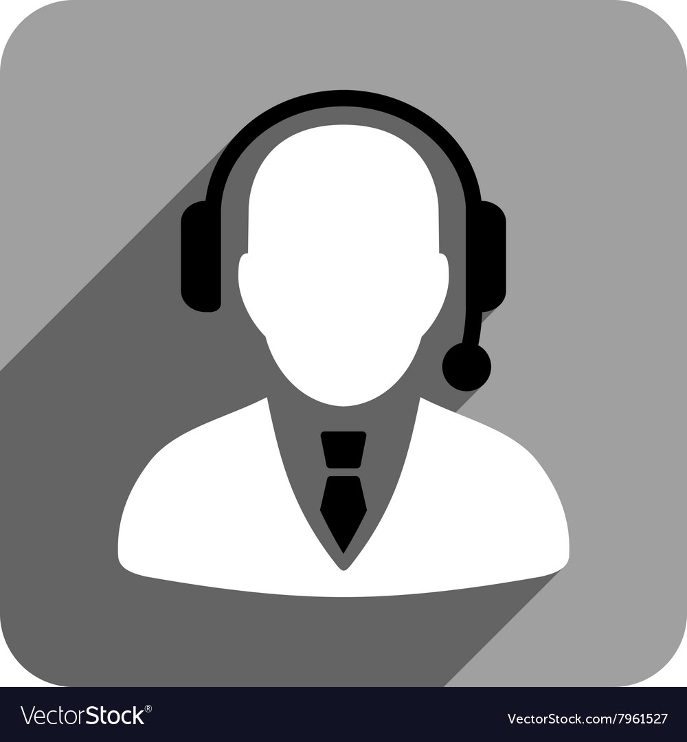 Operator flat square icon with long shadow Vector Image