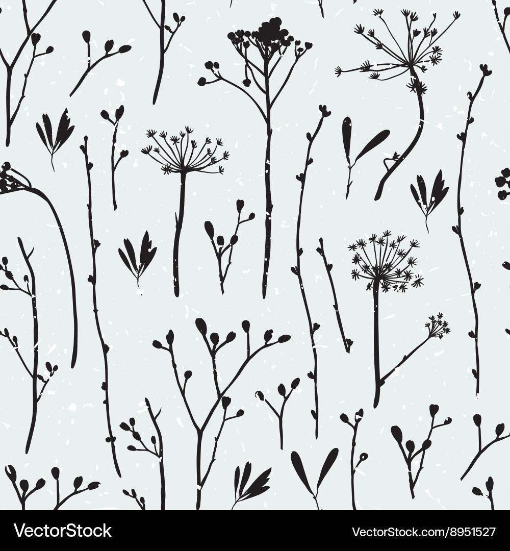 Seamless pattern with silhouettes of flowers Vector Image