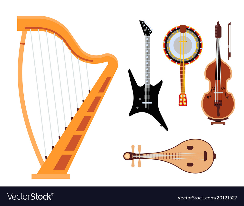 Set of stringed musical instruments classical Vector Image