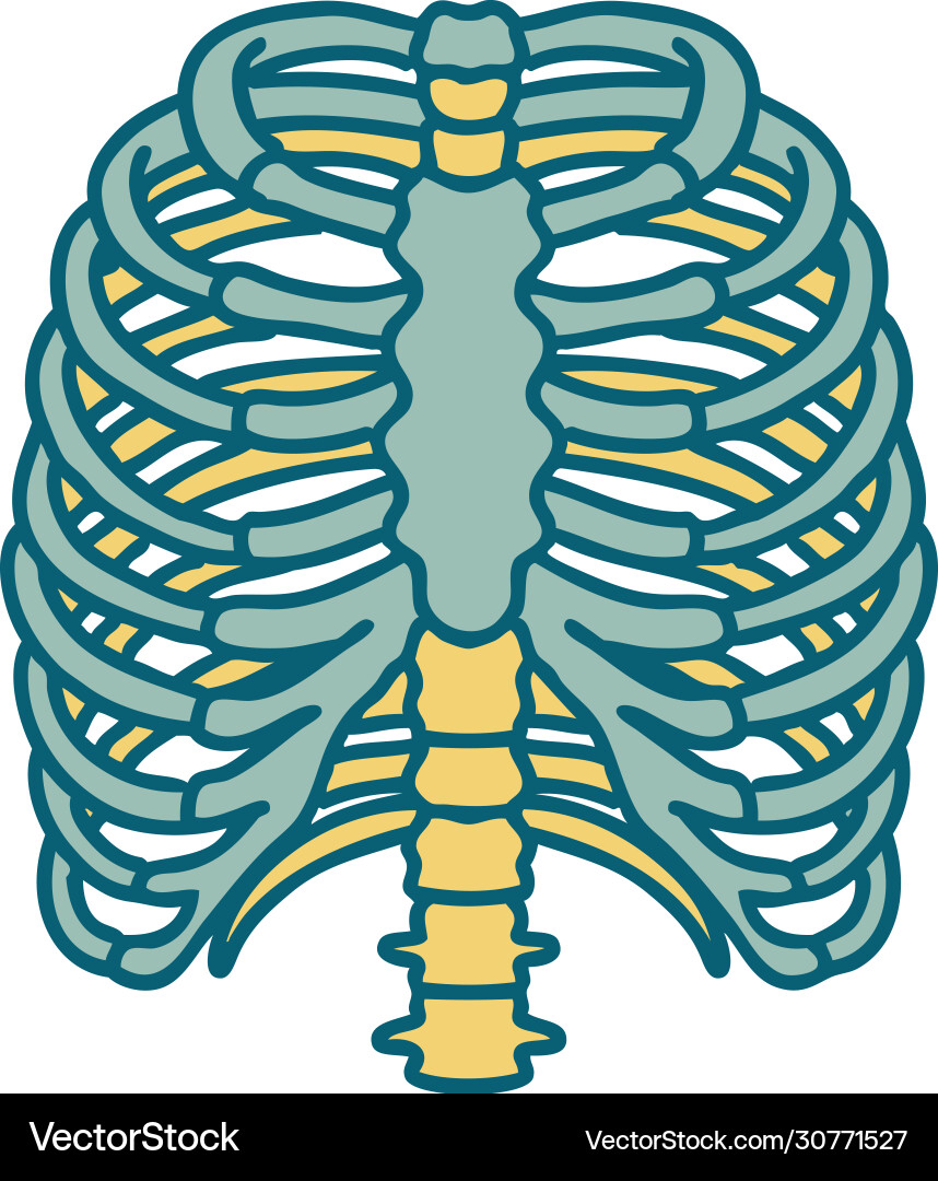 Tattoo style icon a rib cage Royalty Free Vector Image