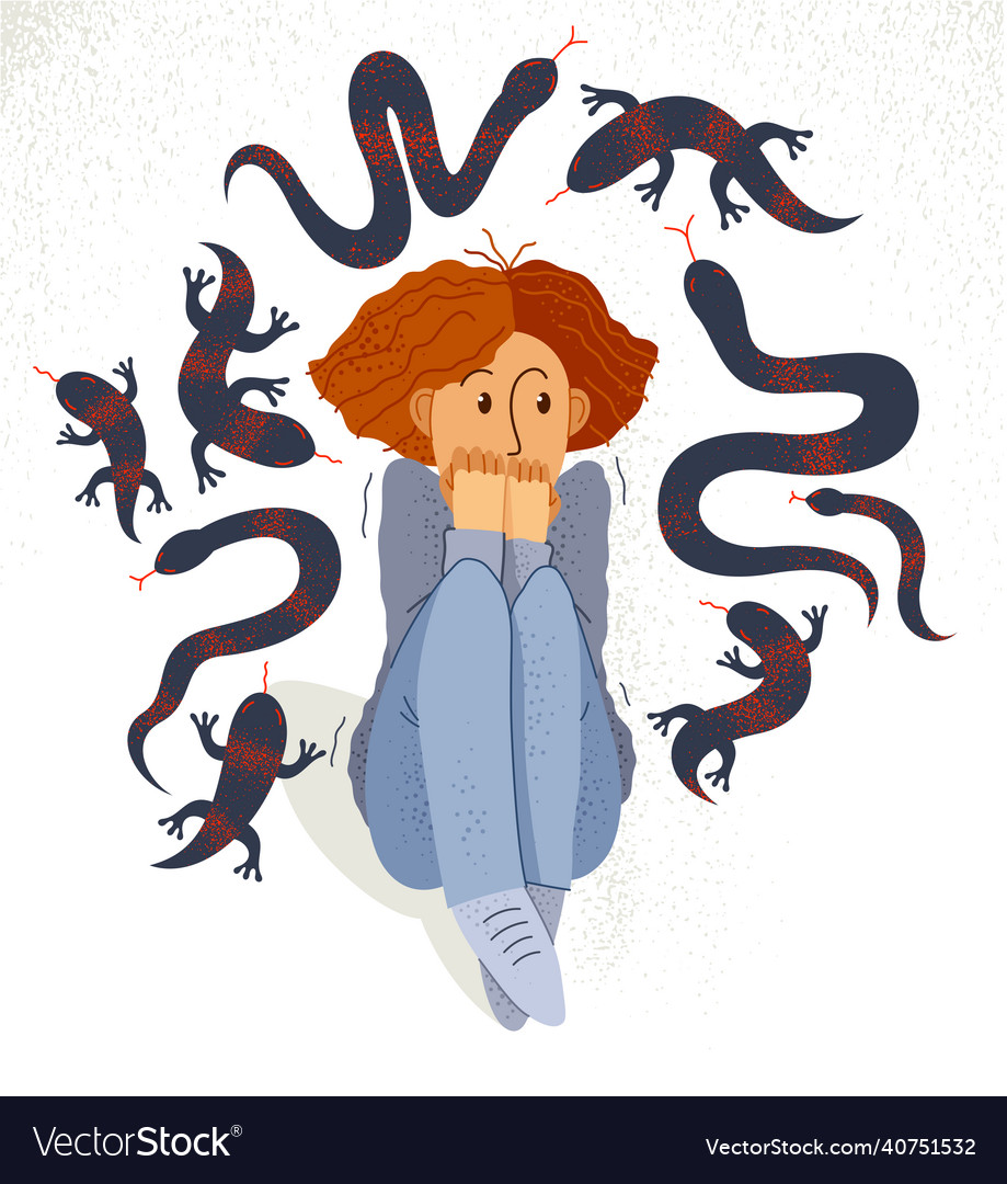 Herpetophobia fear of reptiles snakes and lizards Vector Image