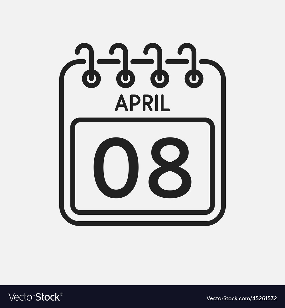 Icon page calendar day - 8 april Royalty Free Vector Image