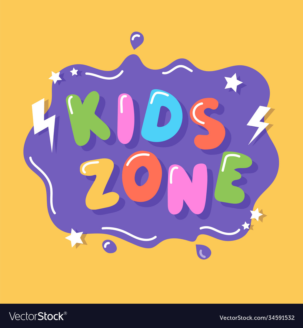 Kids zone colorful sign template with hand drawn Vector Image