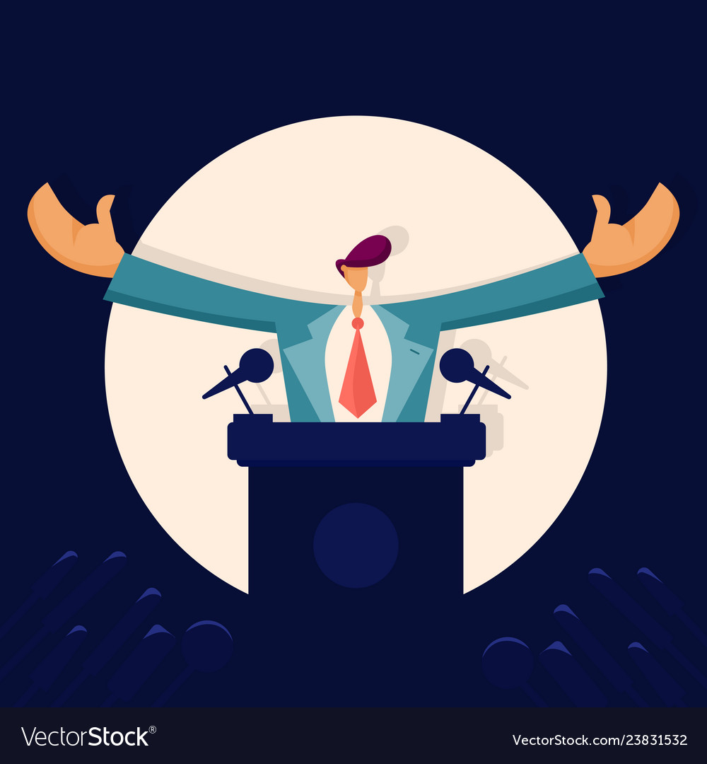 Man politician speaking to audience from tribune Vector Image