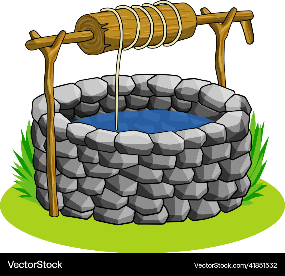 Round stone well for water extraction Royalty Free Vector
