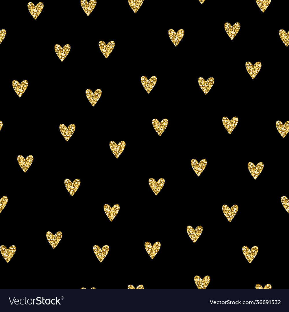 Seamless brilliant glitter hearts pattern Vector Image