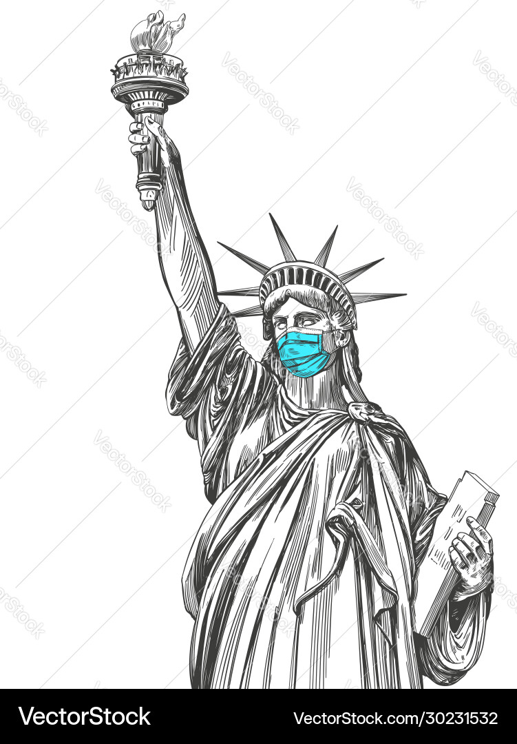 Statue liberty in a mask coronavirus Royalty Free Vector
