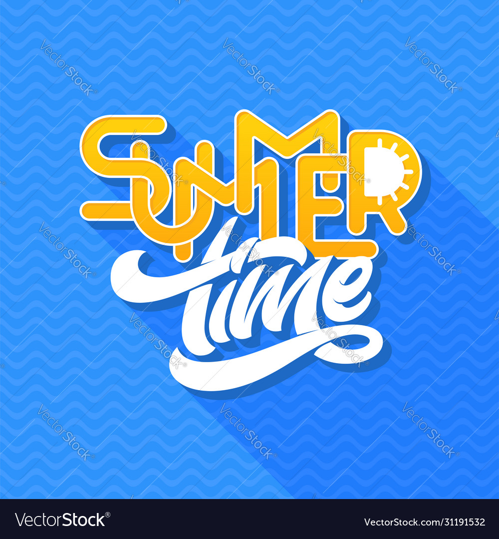 Summer time lettering on light blue background Vector Image