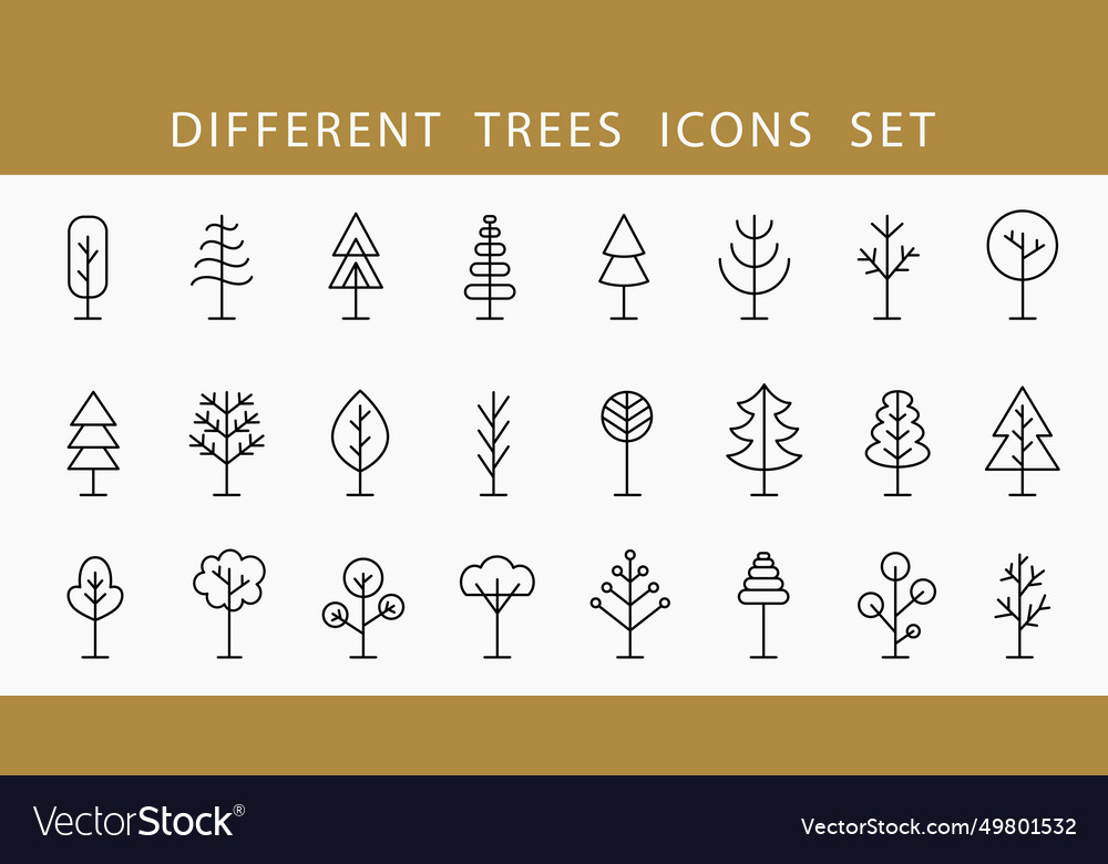 Tree line icon set logo shapes collection Vector Image