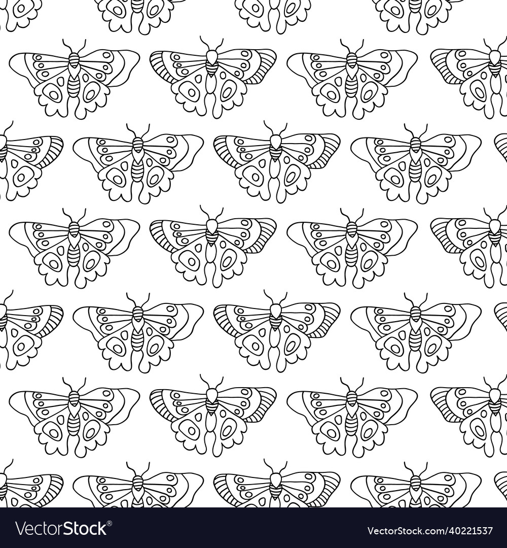 Butterfly coloring pattern seamless Royalty Free Vector