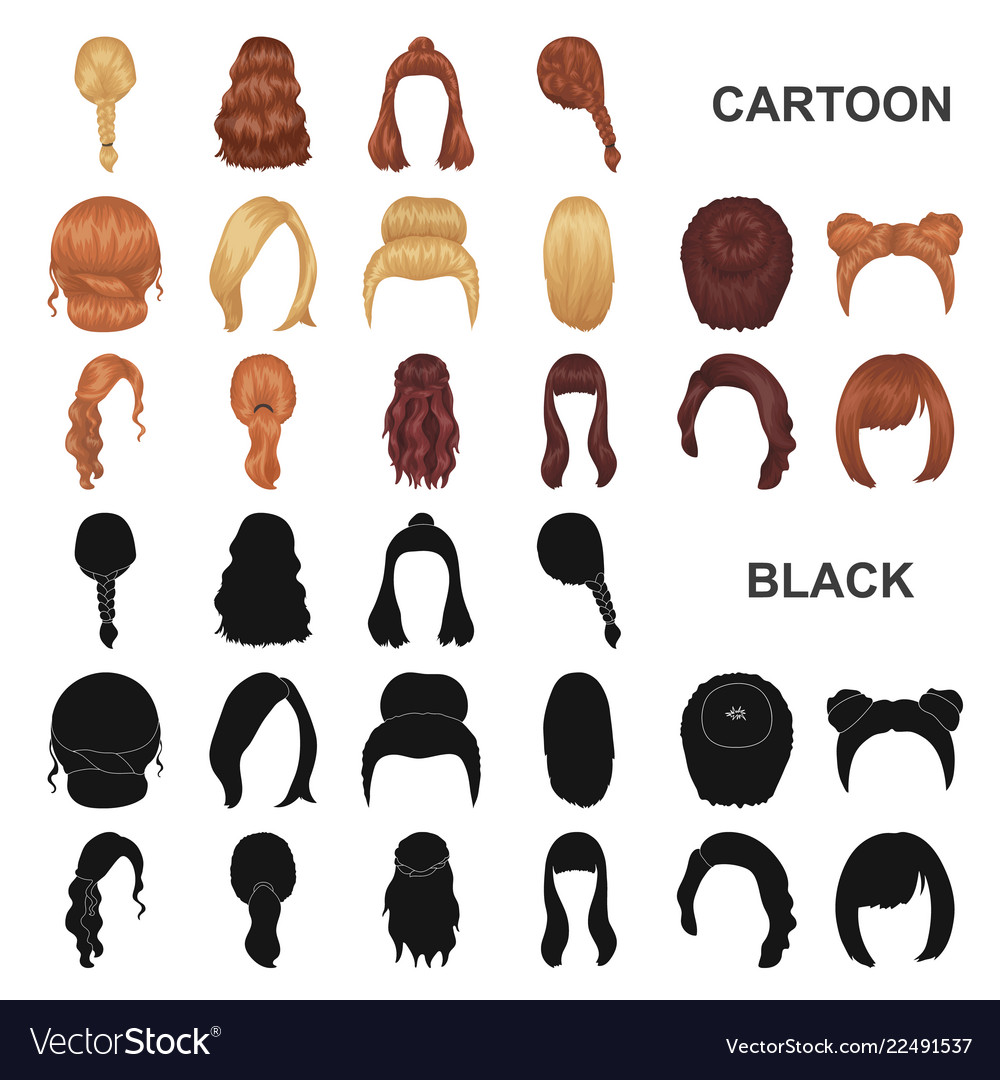 Female hairstyle cartoon icons in set collection