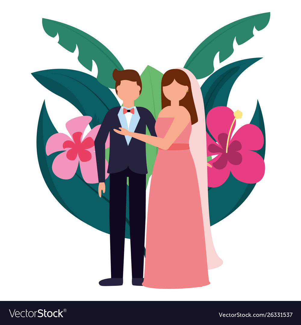 Groom And Bride Flowers Leaves Wedding Royalty Free Vector Groom And Bride Flowers Leaves Wedding Royalty Free Vector