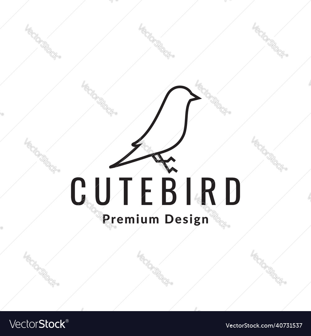 Line minimalist little bird logo design graphic Vector Image