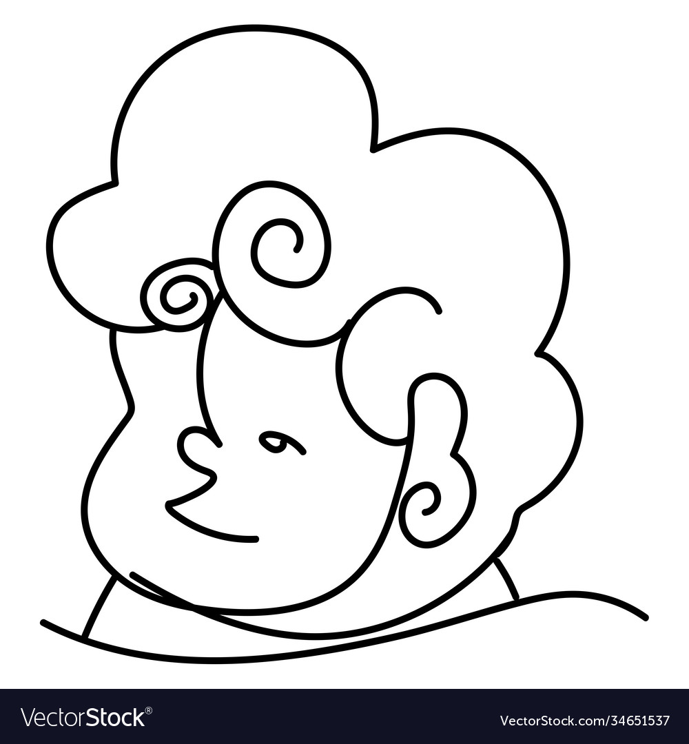 Little boy with curly hair continuous line style Vector Image Little boy with curly hair continuous line style Vector Image