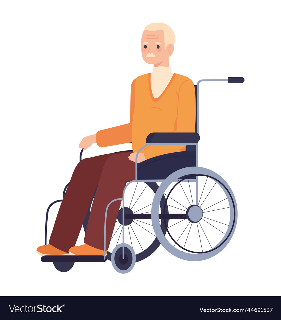 Old man sitting on wheelchair