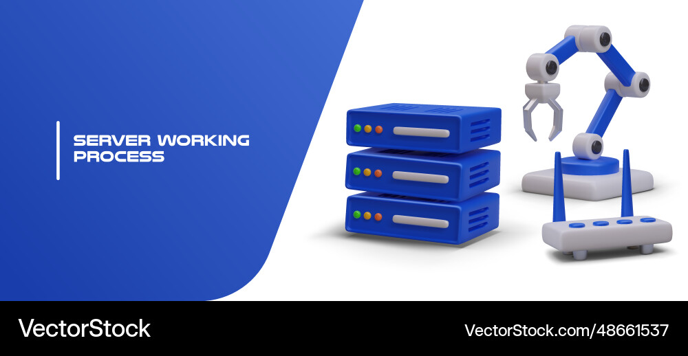 Server working process rack programmable Vector Image