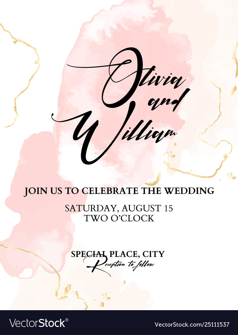 Trendy wedding watercolor blushes chic vector image Trendy wedding watercolor blushes chic
