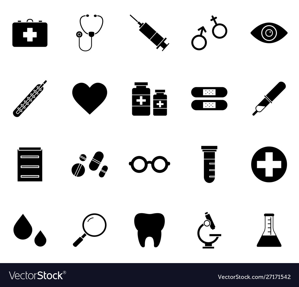 Flat medical icon set Royalty Free Vector Image