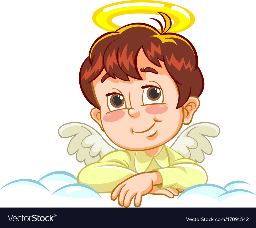 Little baby angel with crossed arms