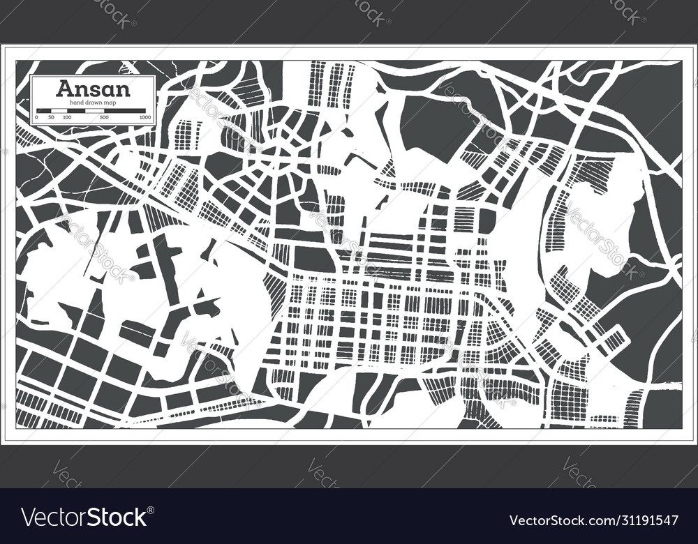 Ansan south korea city map in retro style outline Vector Image