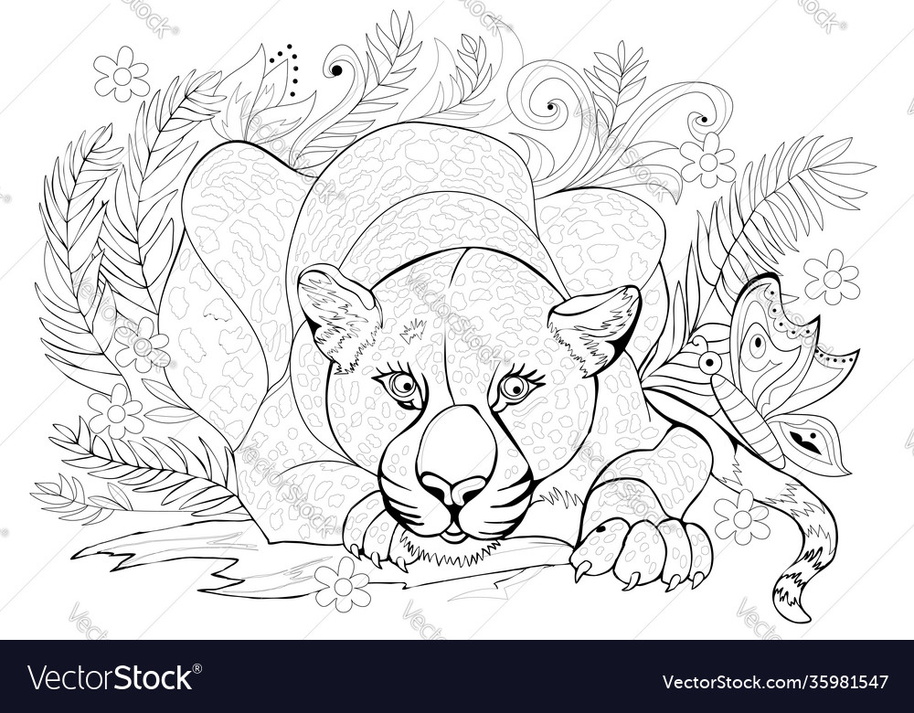 Black and white page for coloring book fantasy Vector Image