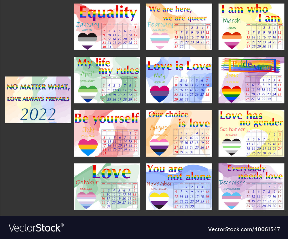 Lgbt community pride calendar Royalty Free Vector Image