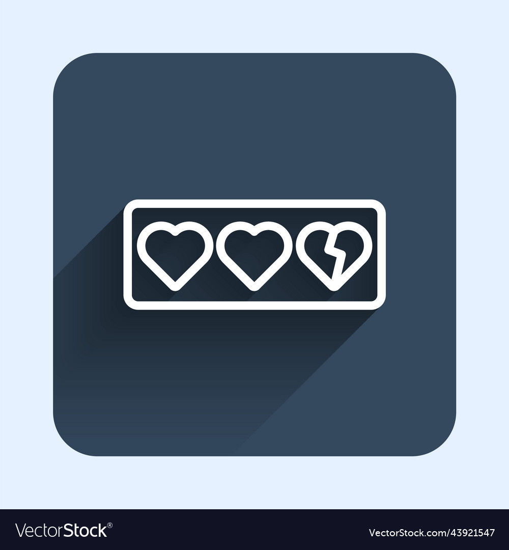 White line game life bar icon isolated with long Vector Image