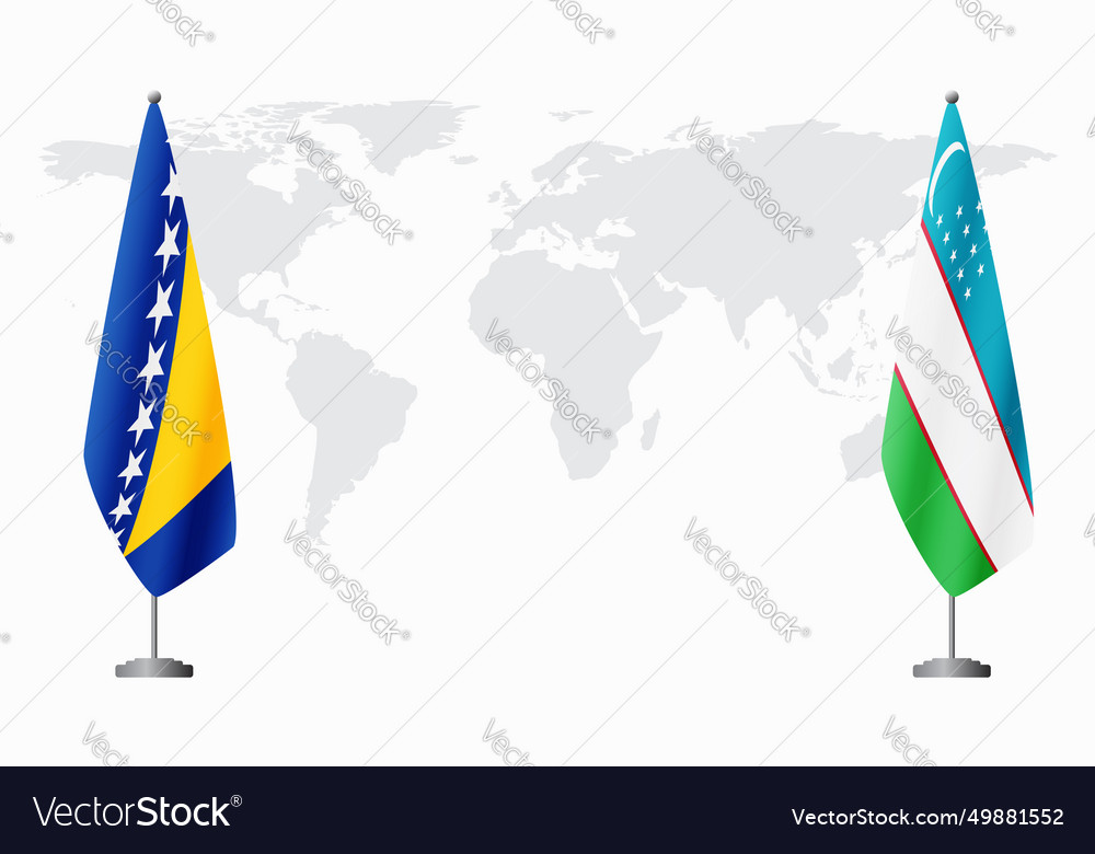 Bosnia and herzegovina uzbekistan flags Royalty Free Vector