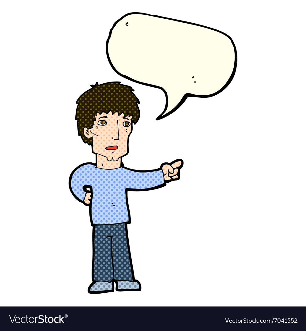 Cartoon pointing man with speech bubble Royalty Free Vector