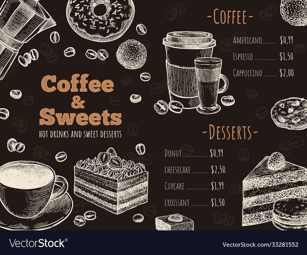 Coffee menu house bar or cafe design Royalty Free Vector