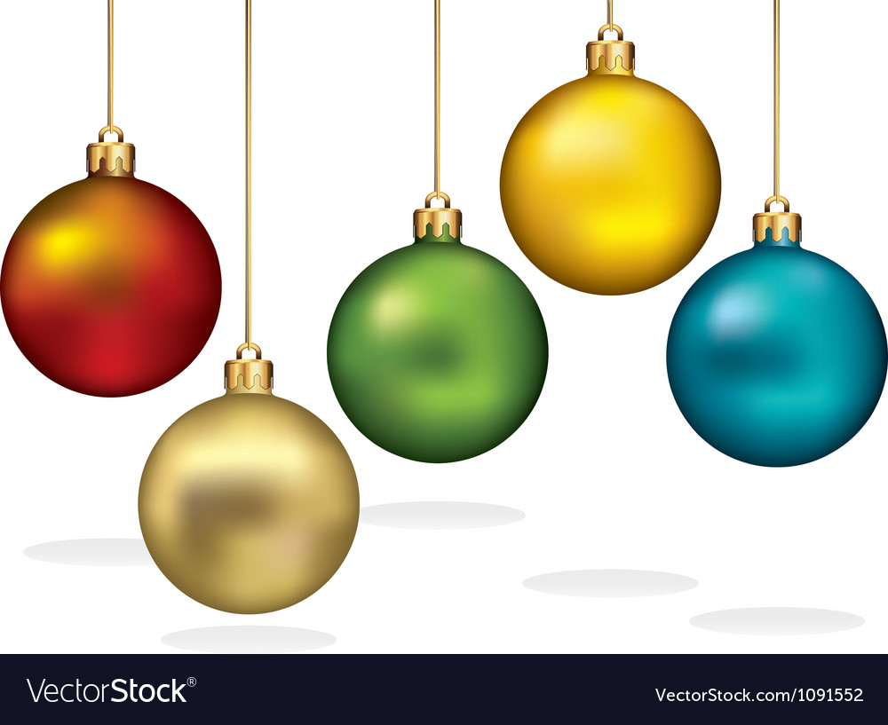 Download Color christmas ornaments hanging on gold thread Vector Image