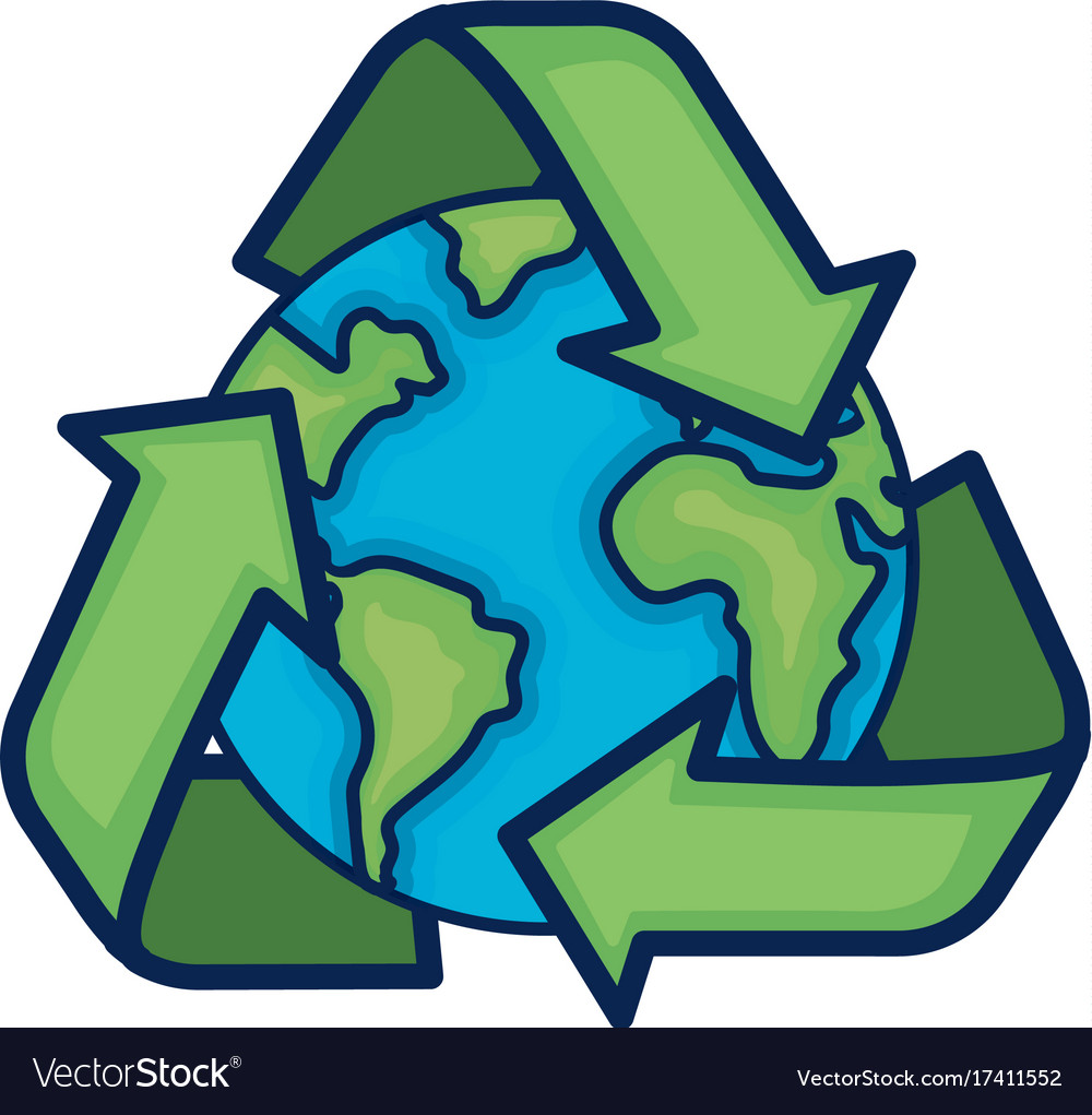 Earth planet with recycle symbol design Royalty Free Vector