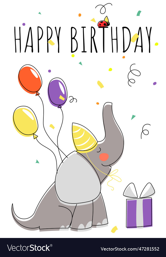 Elephant greeting card Royalty Free Vector Image