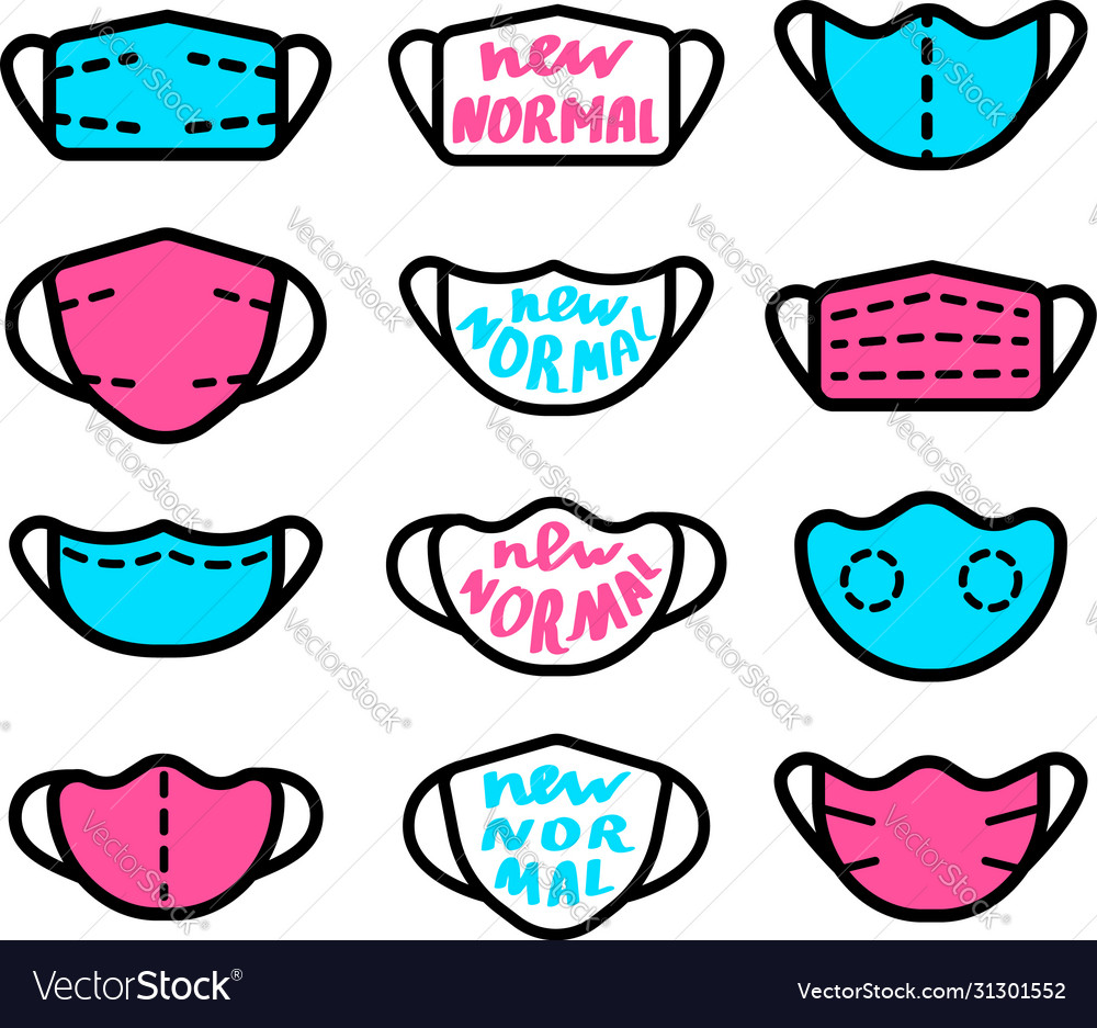 Face Mask Icons Set Royalty Free Vector Image - VectorStock