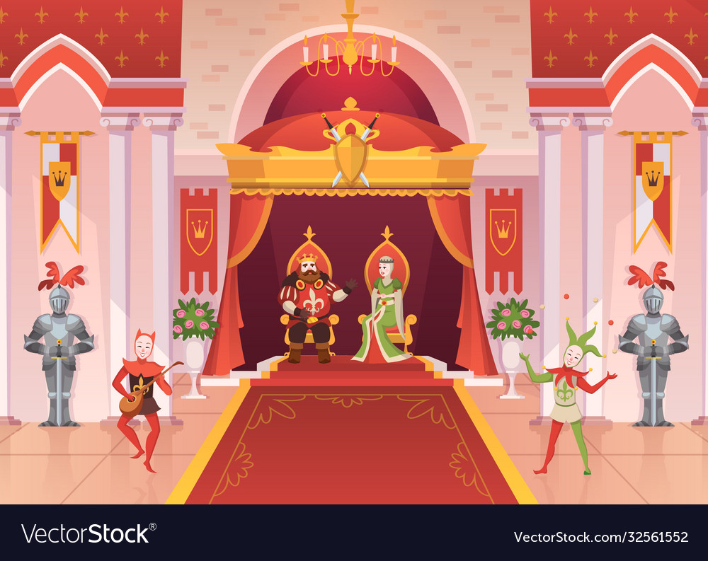 King, Queen, and Court stock image