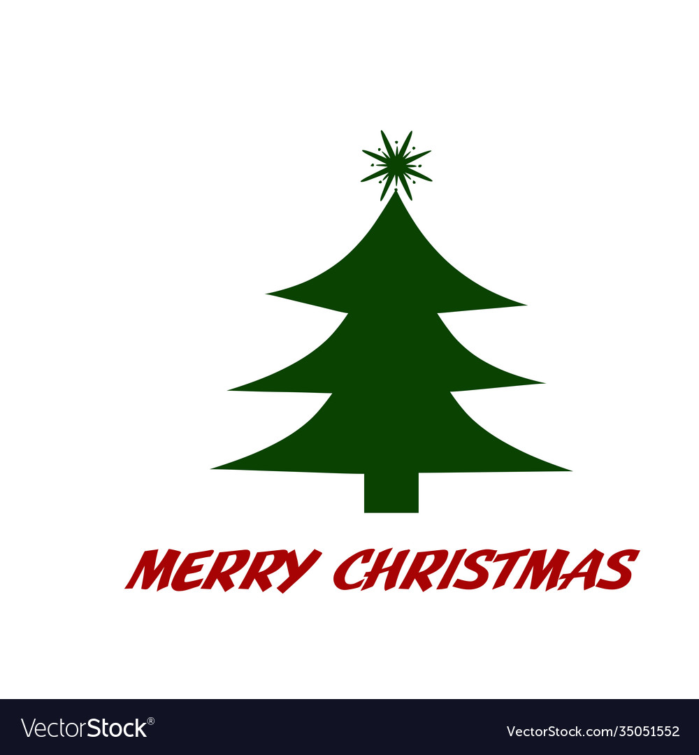 Merry christmas text design with christmas tree Vector Image